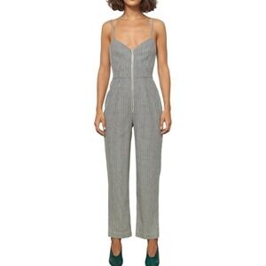 MARA HOFFMAN Beatriz Alley Stripe Organic Cotton Cream Black Jumpsuit Size 4